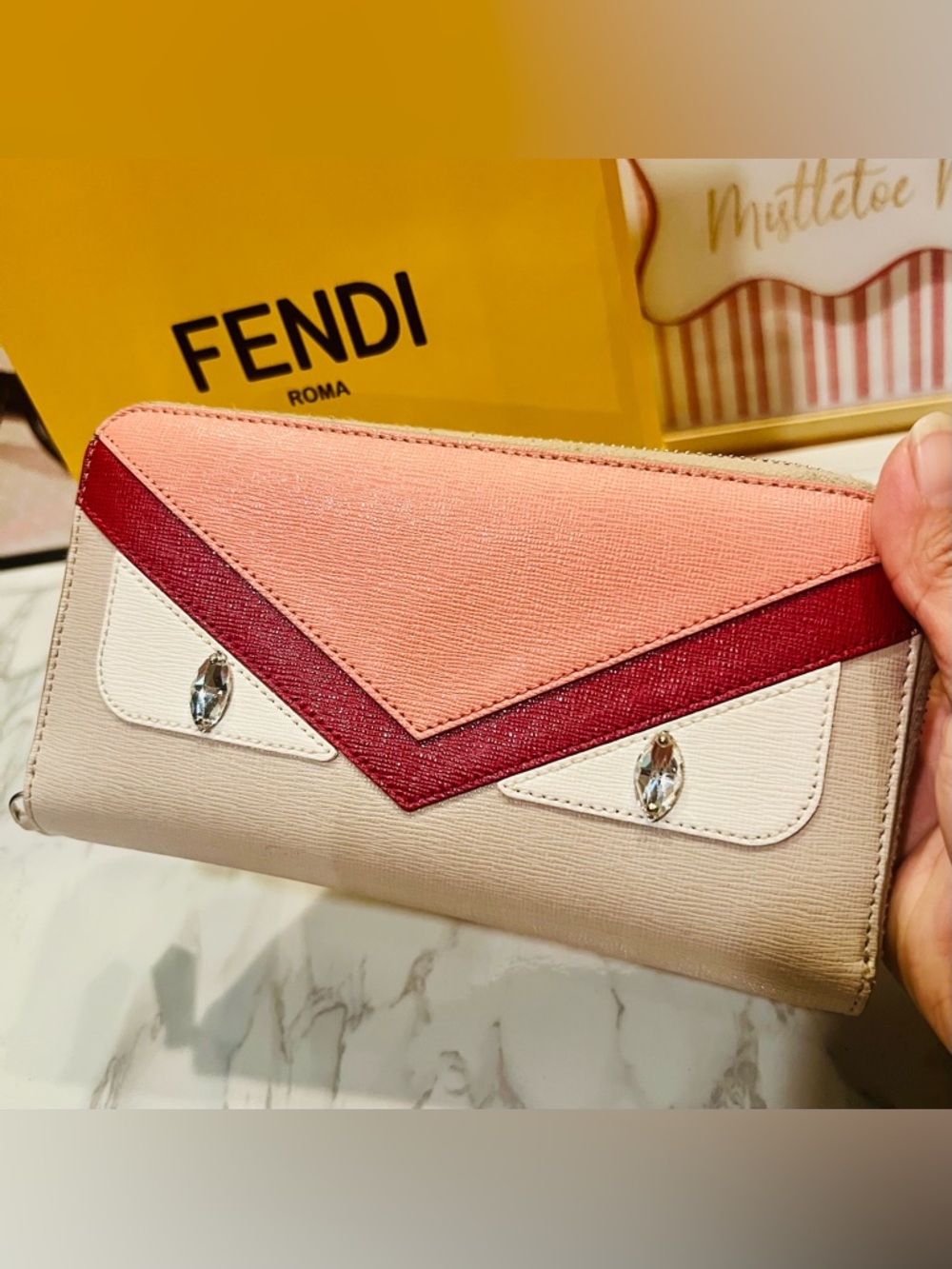 Fendi Monster Colorblock Zip-Around Wallet EUC - Picture 2 of 15
